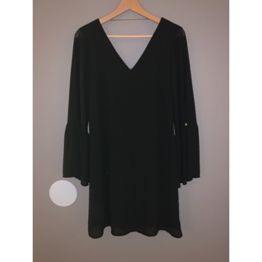 Black Bell-Sleeve Dress